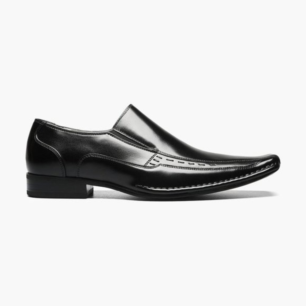 Stacy Adams Men Size 7.5 Templin Black Leather Bike Snip Toe Loafers Dress Shoes